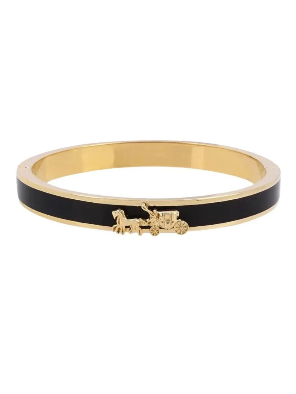 Coach Horse And Carriage Black Enamel Hinge Bracelet
